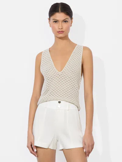 Alice And Olivia Annalise Pointelle Tank In White
