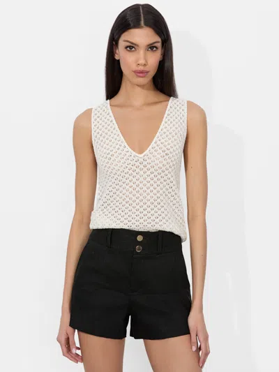 Alice And Olivia Annalise Pointelle Tank In Soft White