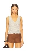 Alice And Olivia Annalise Pointelle Tank In Light Grey,neutral