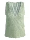 Alice And Olivia Annalise Pointelle Tank In Green