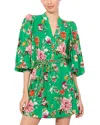 Alice And Olivia Antonette Button Front Mini Dress Hamptons Floral Large In Green