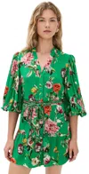 Alice And Olivia Antonette Button Front Mini Dress Hamptons Floral Large