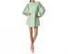Alice And Olivia Antonette Crew Neck Mini Dress In Sea-foam In Multi