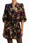 Alice And Olivia Antonette Long Sleeve Button Front Mini Dress In Magic Garden Gradient In Multi