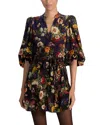 Alice And Olivia Antonette Floral Belted Long-sleeve Mini Dress In Multi