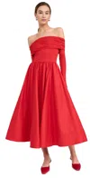 Alice And Olivia Chara Midi Dress In Bright Ruby