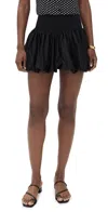 Alice And Olivia Arden Drop Smocked Waist Bubble Hem Mini Skirt Black In Black