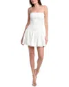 Alice And Olivia Arden Drop-waist Bubble Mini Dress In White