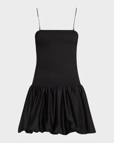 Alice And Olivia Arden Drop-waist Bubble Mini Dress In Off White
