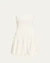 Alice And Olivia Arden Drop-waist Bubble Mini Dress In White