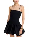 Alice And Olivia Arden Drop-waist Bubble Mini Dress In Black