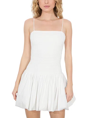 Alice And Olivia Arden Drop-waist Bubble Mini Dress In White