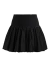 Alice And Olivia Arden Drop Smocked Waist Bubble Hem Mini Skirt Black