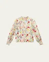 Alice And Olivia Arlette Floral Blouson-sleeve Blouse In Dollhouse