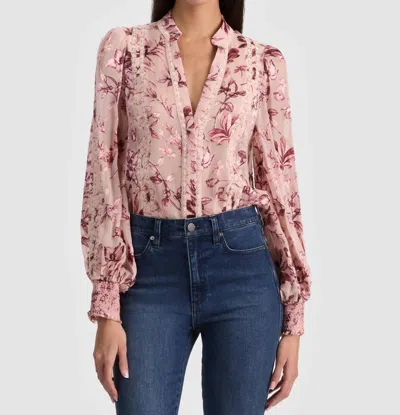 Alice And Olivia Arllette Balloon Sleeve Blouse In Mystic Garden English Rose In Multi