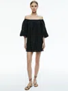 Alice And Olivia Off-the-shoulder Broderie Anglaise Cotton Mini Dress In Blue