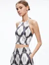 Alice And Olivia Ash Ikat-pattern Halterneck Tank Top In Classic Ikat