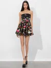 Alice And Olivia Asha Strapless Structured Bubble-hem Mini Dress In Secret Garden