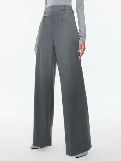 Alice And Olivia Aspen High Rise Double Waist Trouser In Shadow Grey Melange