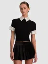 Alice And Olivia Aster Collared Pullover In Black