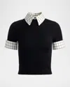 Alice And Olivia Aster Collared Pullover In Black