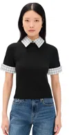 Alice And Olivia Aster Collared Pullover In Black