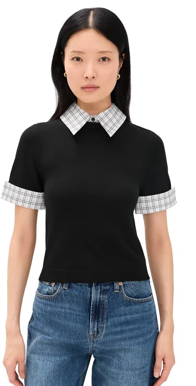 Alice And Olivia Aster Collared Pullover In Black