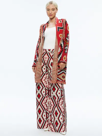 Alice And Olivia Astrid Long Cardigan In Red