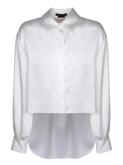 Alice And Olivia Asymmetric Design Satin Shirt In White
