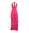 Alice And Olivia Holly Ruffle Maxi Dress With Scarf In Pink