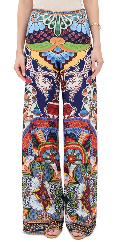 Alice And Olivia Athena Clean Wide Leg Pants On The Road In Multicolour