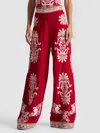 Alice And Olivia Athena Embroidered Pant In Red