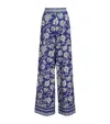 Alice And Olivia Athena Floral Wide-leg Trousers In Blue