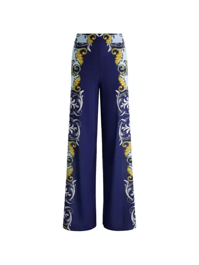 Alice And Olivia Athena Print Palazzo Pants In Blue