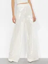 Alice And Olivia Athena Sequined Wide-leg Pants In Off White/clear