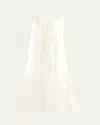 Alice And Olivia Athena Sequined Wide-leg Pants In Off White/clear