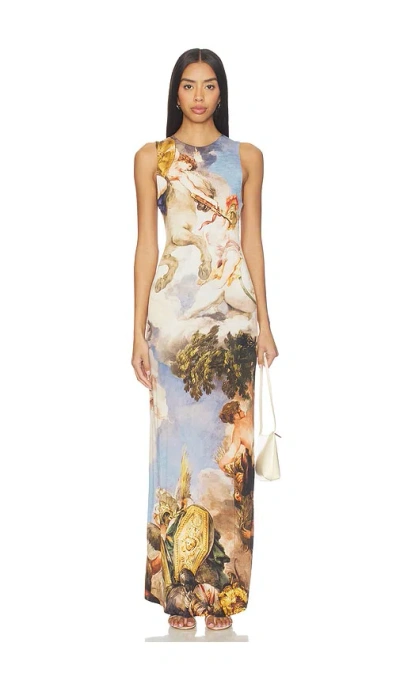 Alice And Olivia Renaissance Delora Open-back Maxi Dress In Multi