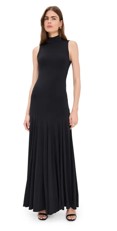 Alice And Olivia Augusta Open Back Sleeveless Turtleneck Maxi Dress Black