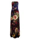 Alice And Olivia Augusta Spaghetti-strap Floral Maxi Dress In Blue