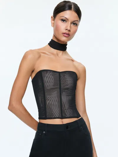 Alice And Olivia Aveline Bustier Top In Black