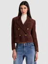 Alice And Olivia Avery Suede Double Breasted Blazer In Brown