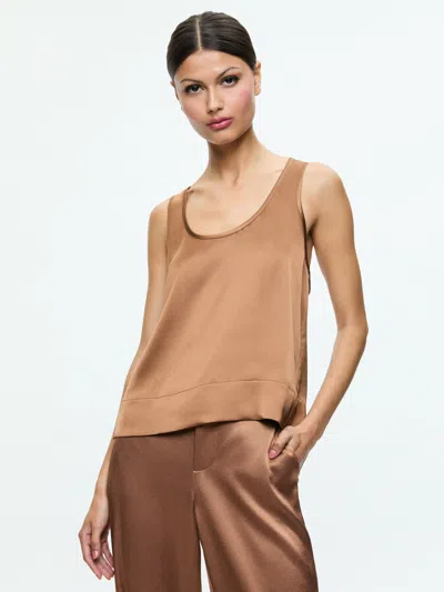 Alice And Olivia Avril Boxy Tank In Camel