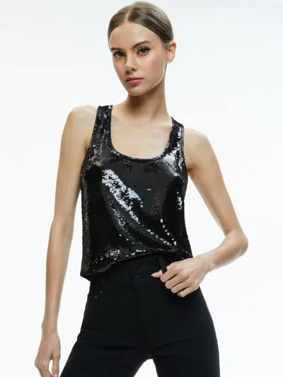 Alice And Olivia Avril Sequin Boxy Tank