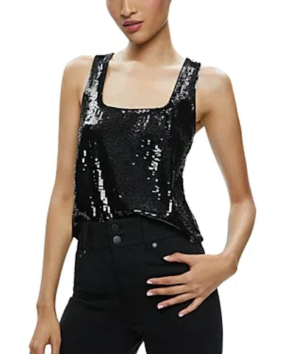 ALICE AND OLIVIA ALICE AND OLIVIA AVRIL SEQUIN BOXY TANK TOP