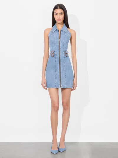 ALICE AND OLIVIA AXELLE DENIM MINI DRESS