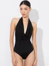 Alice And Olivia Ayanna Cowl Bodysuit In Black
