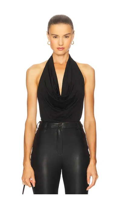 Alice And Olivia Ayanna Deep Halter Top In Black