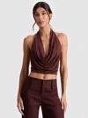 Alice And Olivia Ayanna Halter Top In Brown