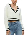 Alice And Olivia Ayden Cropped Cable-knit Wool-blend Sweater In Grey