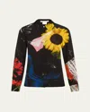 Alice And Olivia Willa Silk Blouse In Azalea Floral In Multi